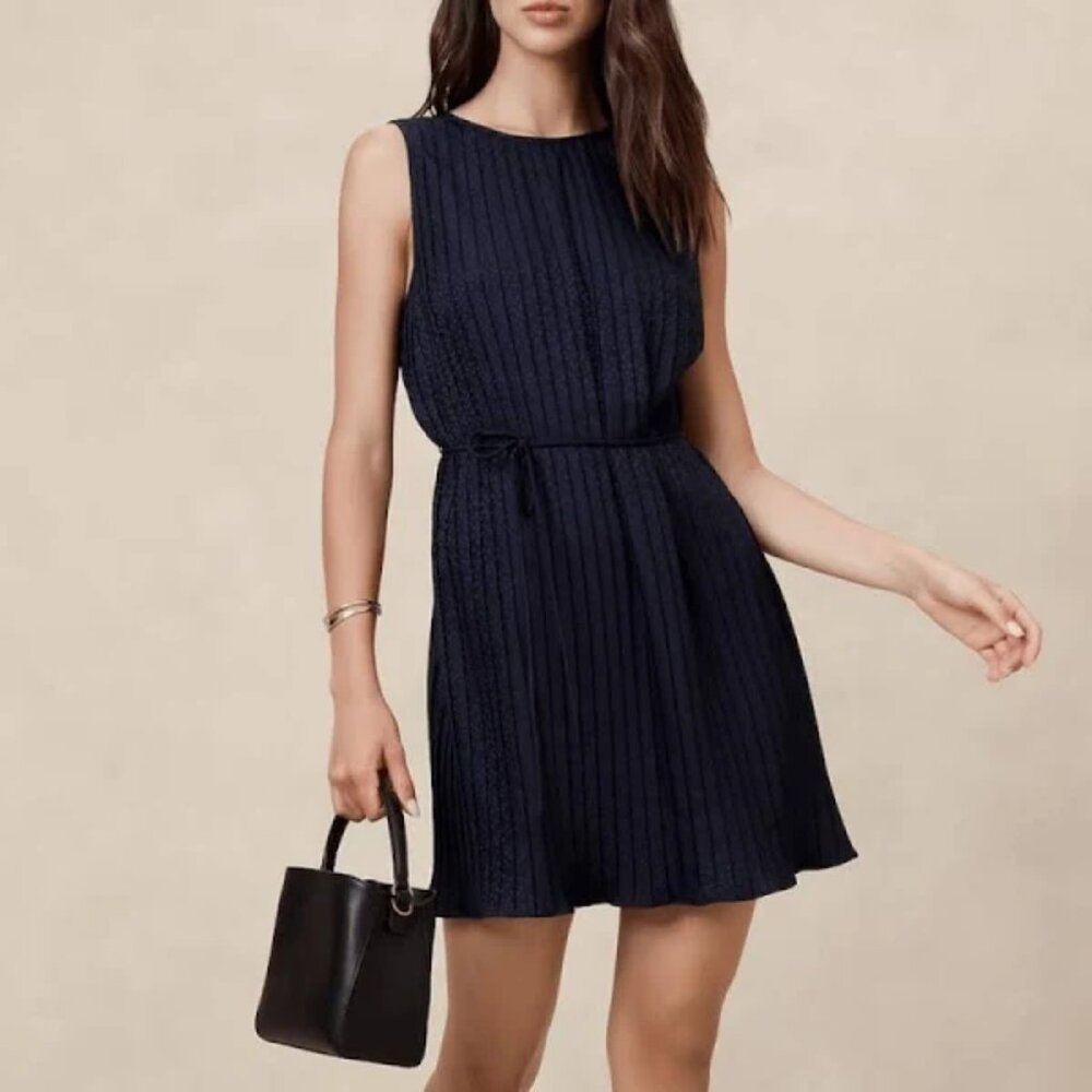 NWT Banana Republic Navy Jacquard dress size L